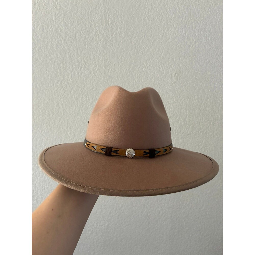 La Sierra Hats Wide Brim Western Fedora Hat Tan Brown Size M